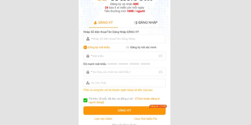 Các mục đăng ký tại 13WIN và có thể liên kết trực tiếp với google