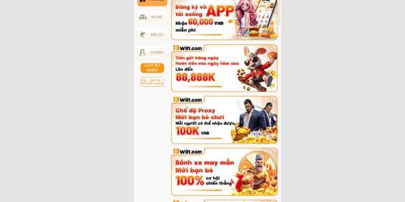 Nền tảng 13WIN luôn ngập tràn khuyến mãi